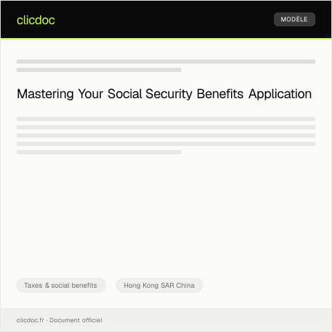Document preview: Application for Social Security Benefits — Taxes & social benefits, Hong Kong SAR China