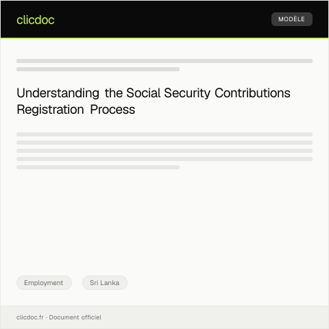 Document preview: Application for Social Security Contributions Registration — Employment, Sri Lanka