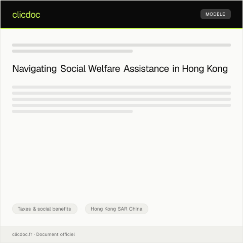 Document preview: Application for Social Welfare Assistance / 社會福利援助申請 — Taxes & social benefits, Hong Kong SAR China