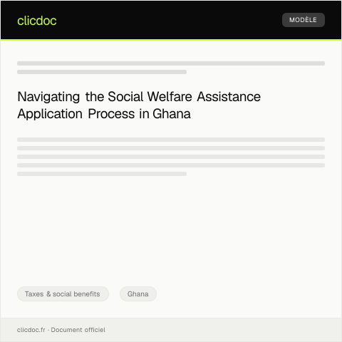 Document preview: Application for Social Welfare Assistance from Ghana Social Welfare Department — Taxes & social benefits, Ghana