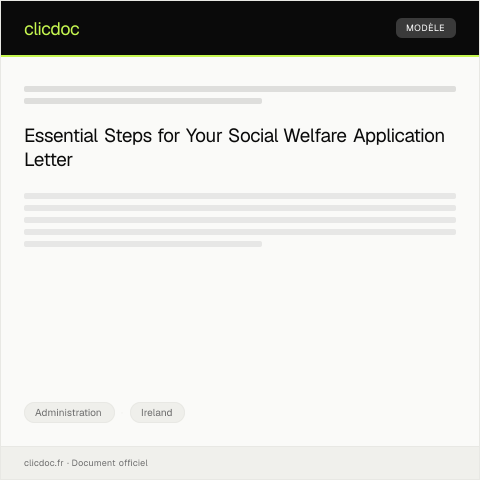 Document preview: Application for Social Welfare Assistance from Department of Social Protection — Administration, Ireland
