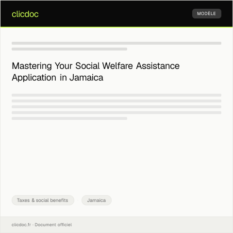 Document preview: Application for Social Welfare Assistance from Social Development Commission — Taxes & social benefits, Jamaica