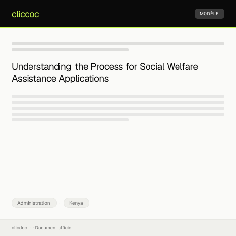 Document preview: Application for Social Welfare Assistance from the County Social Department — Administration, Kenya