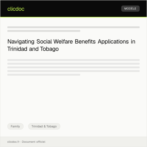 Document preview: Application for social welfare benefits for family members — Family, Trinidad & Tobago