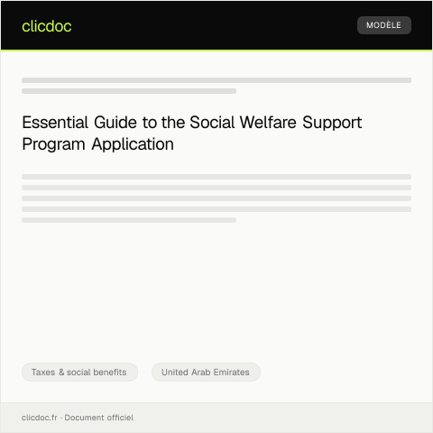 Document preview: Application for Social Welfare Support Program — Taxes & social benefits, United Arab Emirates