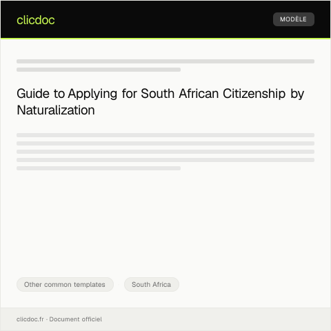 Document preview: Application for South African citizenship by naturalization — Other common templates, South Africa