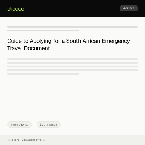 Document preview: Application for South African Emergency Travel Document — International, South Africa