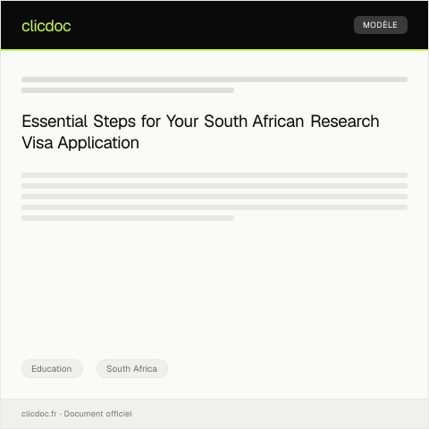 Document preview: Application for a South African Research Visa — Education, South Africa