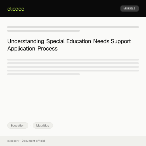 Document preview: Application for Special Education Needs Support — Education, Mauritius