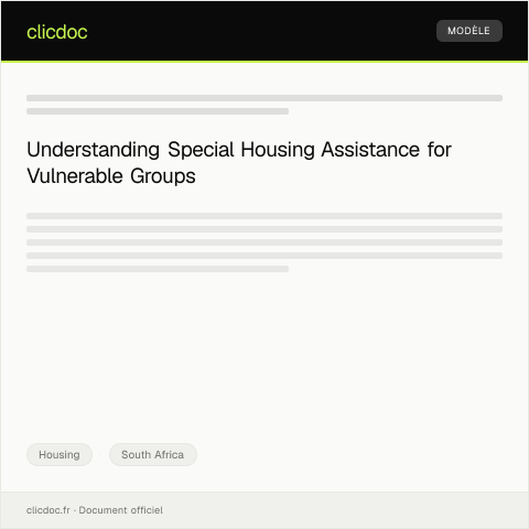 Document preview: Application for Special Housing Assistance for Vulnerable Groups — Housing, South Africa
