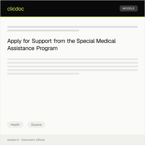 Document preview: Application for Special Medical Assistance Program Support — Health, Guyana
