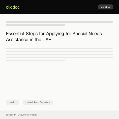 Document preview: Application for Special Needs Assistance — Health, United Arab Emirates