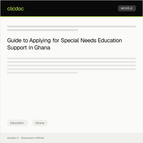 Document preview: Application for Special Needs Education Support — Education, Ghana