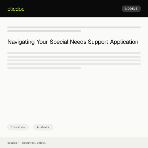 Document preview: Application for Special Needs Support in Education — Education, Australia