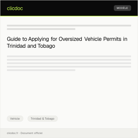 Document preview: Application for special permit for oversized vehicle — Vehicle, Trinidad & Tobago