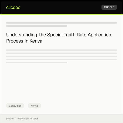 Document preview: Application for Special Tariff Rate (Form AC-SPT016) — Consumer, Kenya