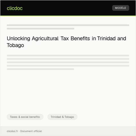 Document preview: Application for Special Tax Incentives for Agriculture — Taxes & social benefits, Trinidad & Tobago