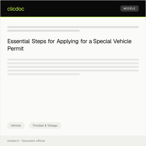 Document preview: Application for Special Vehicle Permit — Vehicle, Trinidad & Tobago
