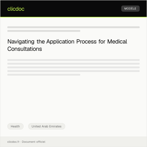Document preview: Application for Specialized Medical Consultation — Health, United Arab Emirates