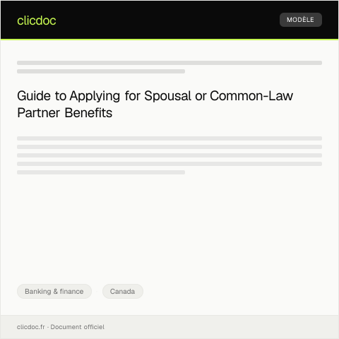 Document preview: Application for spousal or common-law partner benefits - Demande de prestations pour conjoint ou partenaire de fait — Banking & finance, Canada