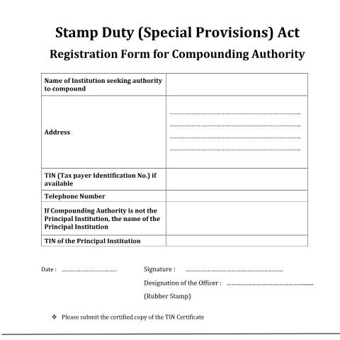 Document preview: Application for Stamp Duty Registration — Other, Sri Lanka