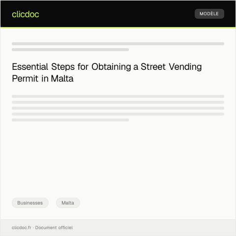 Document preview: Application for Local Authority Permit for Street Vending — Businesses, Malta