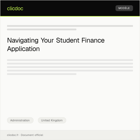 Document preview: Application for Student Finance Support — Administration, United Kingdom
