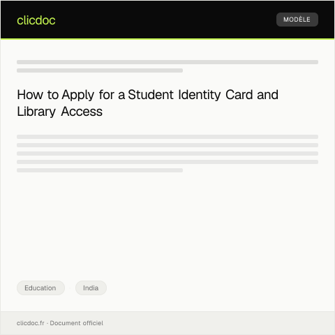 Document preview: Application for Issue of Student Identity Card and Library Access — Education, India