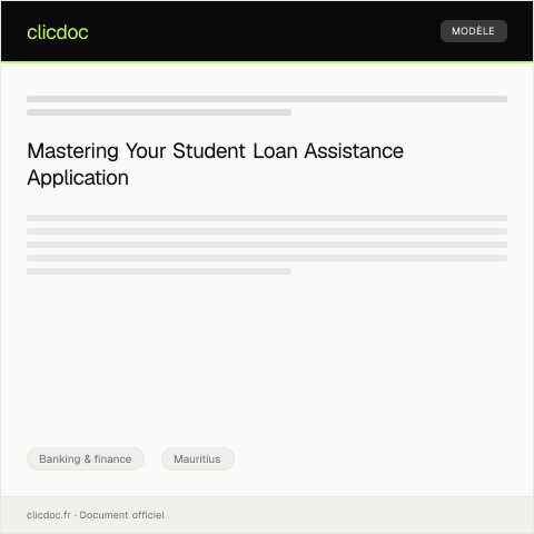 Document preview: Application for Student Loan Assistance — Banking & finance, Mauritius