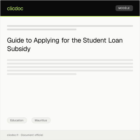 Document preview: Application for Student Loan Subsidy from the Mauritius Student Support Programme — Education, Mauritius