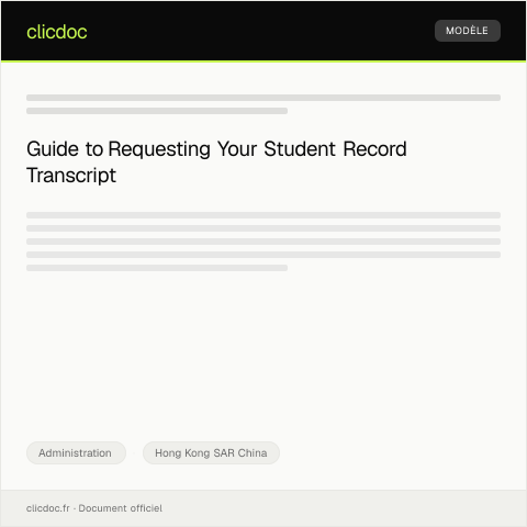 Document preview: Application for Student Record Transcript from Local University — Administration, Hong Kong SAR China