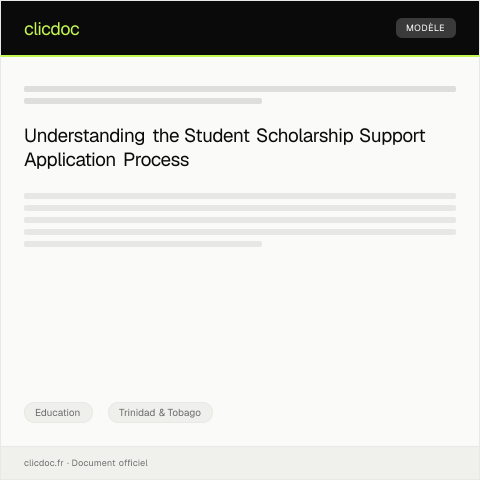 Document preview: Application for Student Scholarship Support — Education, Trinidad & Tobago