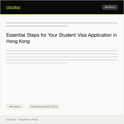 Document preview: Application for Student Visa / 學生簽證申請 — Education, Hong Kong SAR China