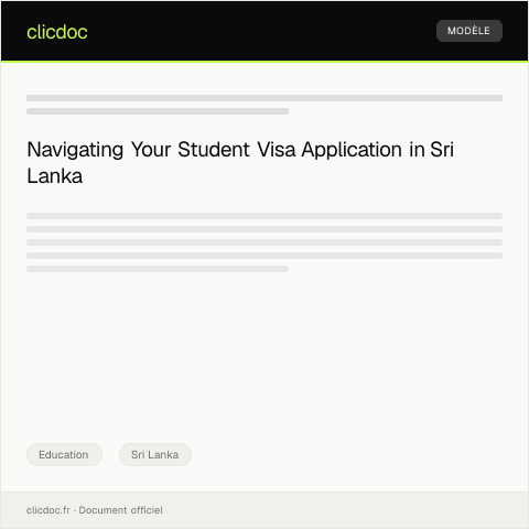Document preview: Application for Student Visa — Education, Sri Lanka