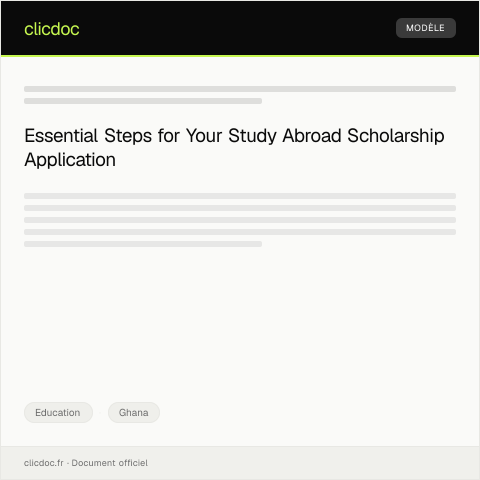 Document preview: Application for Study Abroad Scholarship — Education, Ghana