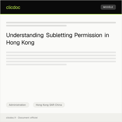 Document preview: Application for Permission to Sublet Rental Property — Administration, Hong Kong SAR China