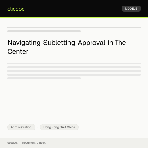 Document preview: Application for Subletting Approval for Flat in The Center — Administration, Hong Kong SAR China