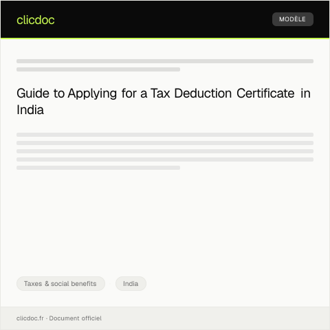 Document preview: Application for Tax Deduction Certificate from TDS Department — Taxes & social benefits, India