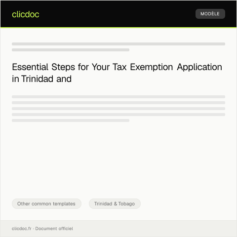 Document preview: Application for Tax Exemption Certificate — Other common templates, Trinidad & Tobago