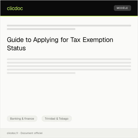 Document preview: Application for Tax Exemption Status — Banking & finance, Trinidad & Tobago