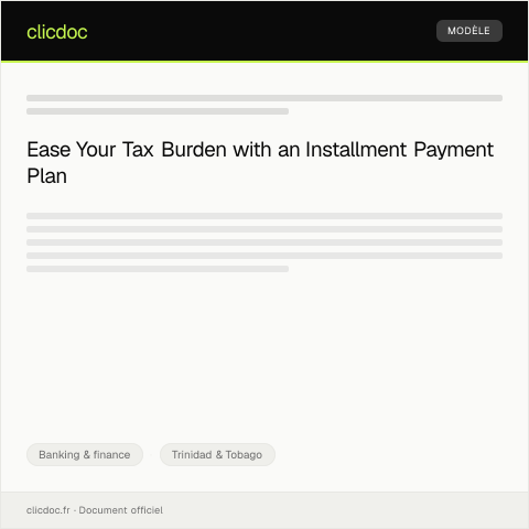 Document preview: Application for Tax Installment Payment Plan — Banking & finance, Trinidad & Tobago