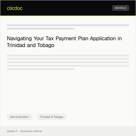 Document preview: Application for Tax Payment Plan — Administration, Trinidad & Tobago