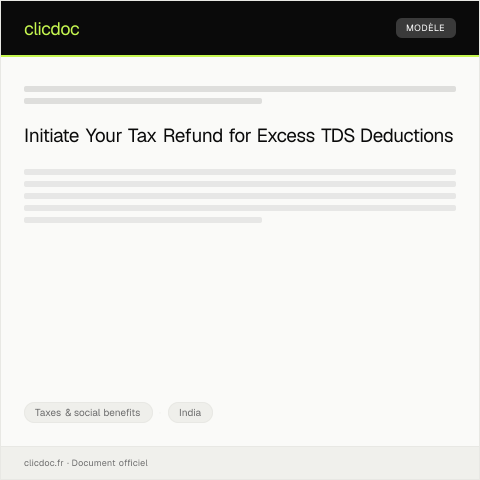 Document preview: Application for Tax Refund on Excess TDS Deduction from Employer — Taxes & social benefits, India