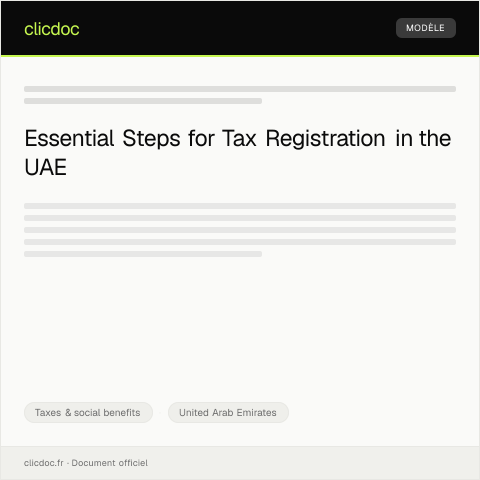 Document preview: Application for Tax Registration Certificate from Federal Tax Authority — Taxes & social benefits, United Arab Emirates