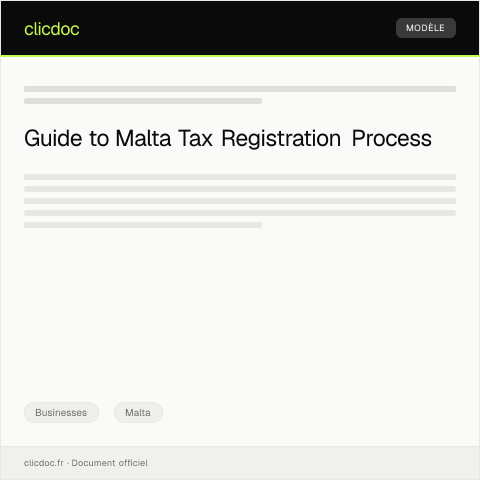 Document preview: Application for Tax Registration (Form EUB005) — Businesses, Malta