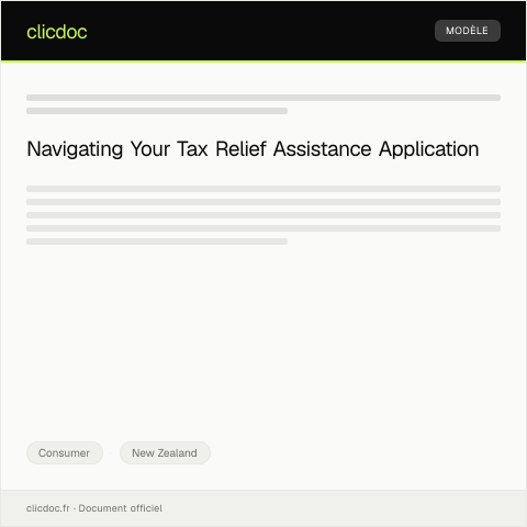Document preview: Application for Tax Relief Assistance — Consumer, New Zealand