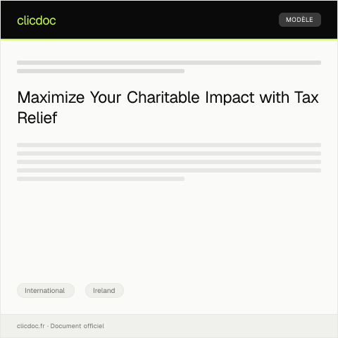 Document preview: Application for Tax Relief on International Charitable Donations — International, Ireland