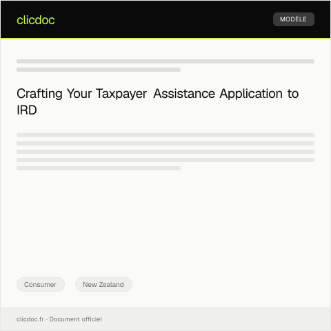Document preview: Application for Taxpayer Assistance via Digital Services — Consumer, New Zealand