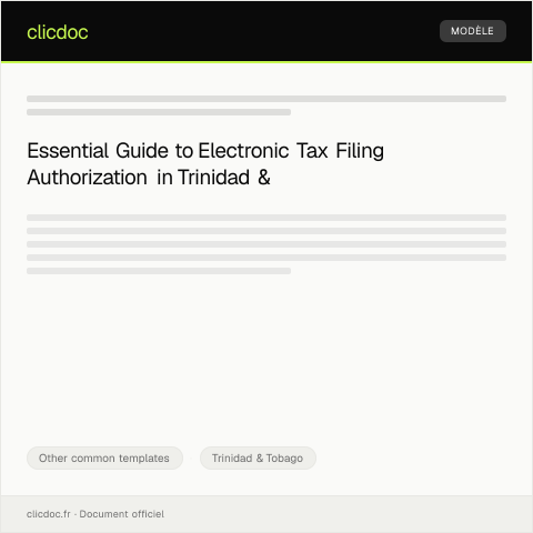 Document preview: Application for Taxpayer’s Electronic Filing Authorization — Other common templates, Trinidad & Tobago