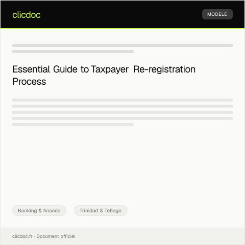 Document preview: Application for Taxpayer Re-registration — Banking & finance, Trinidad & Tobago
